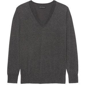 Stretch Cotton Vneck Sweater